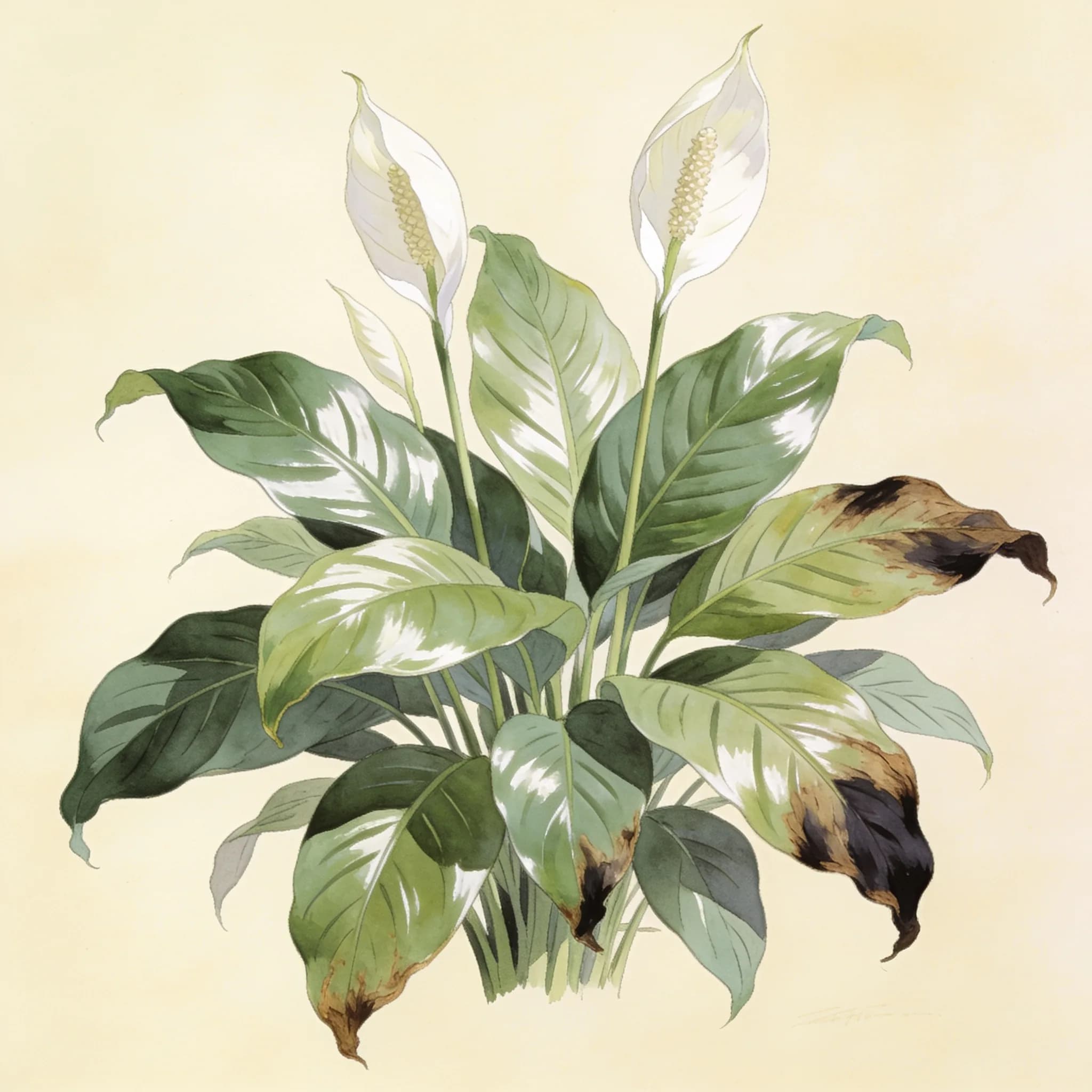 Иллюстрация к статье «Почему у спатифиллума чернеют кончики листьев»